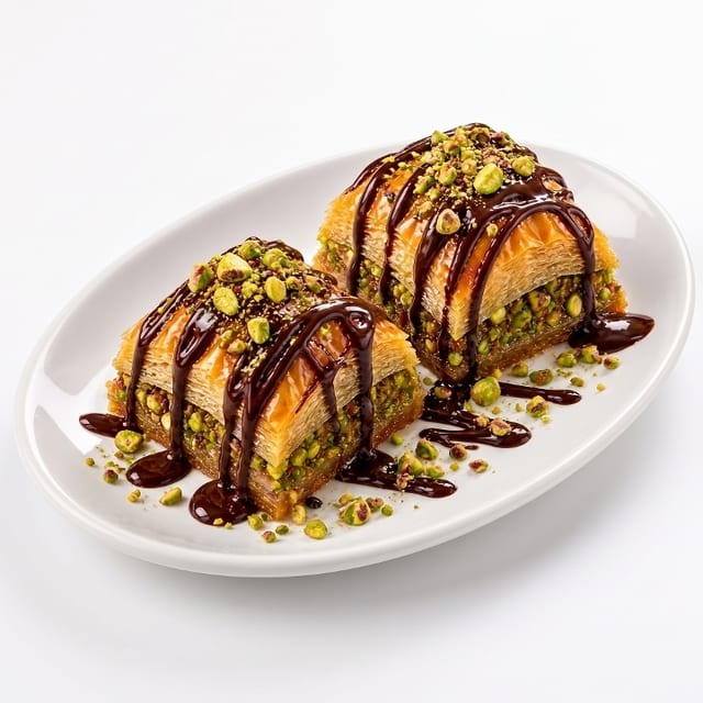 Chocolate Pistachio Baklava (2pcs).