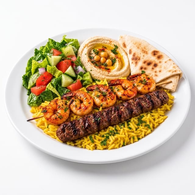 Shrimp & Kefta Kabob Combo.