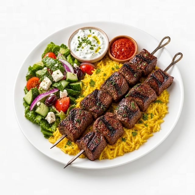 Beef Shish Kabob Platter.