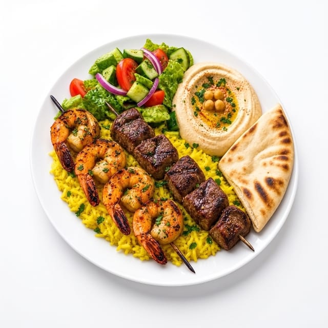 Shrimp & Beef Kabob Combo.